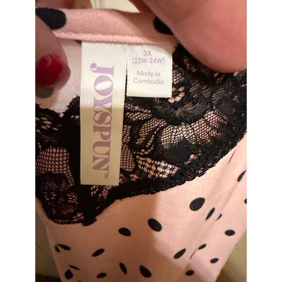 Joyspun Women’s Dreamy Soft Collection Pink Black Lace Chemise Nightgown Plus 3X - Picture 9 of 10